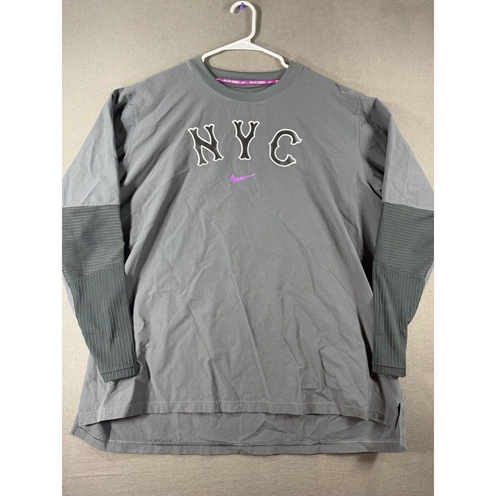 New York Mets City Connect Shacket Mens XL Grey Shirt Jacket Pullover Nike MLB